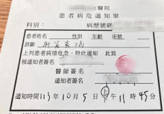 台湾病危通知书样本模板示例