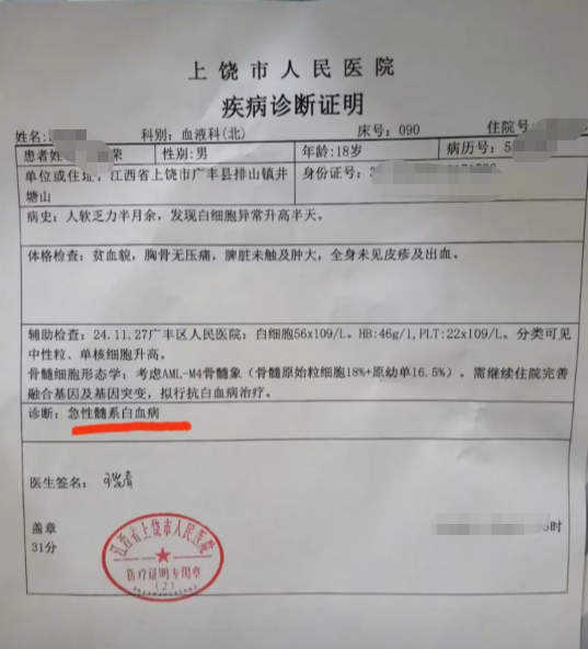 上饶诊断证明示例