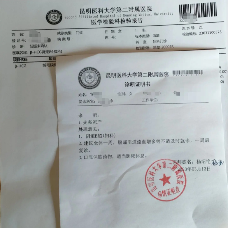 全休一周的怀孕证明单子