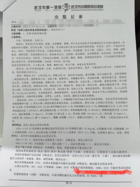 武汉医院出院小结(总结)图片