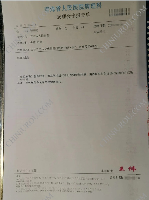 青海病历会诊报告单